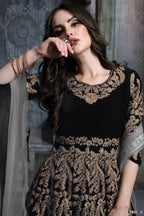Anaita Black Embroidered Velvet Patiala Suit - Distacart