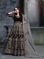 Anaita Black Embroidered Velvet Patiala Suit - Distacart