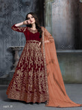 Anaita Maroon Embroidered Velvet Patiala Suit - Distacart