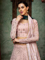 Myra Dusty Pink Georgette Embroidered Designer Lehenga