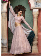 Myra Dusty Pink Georgette Embroidered Designer Lehenga
