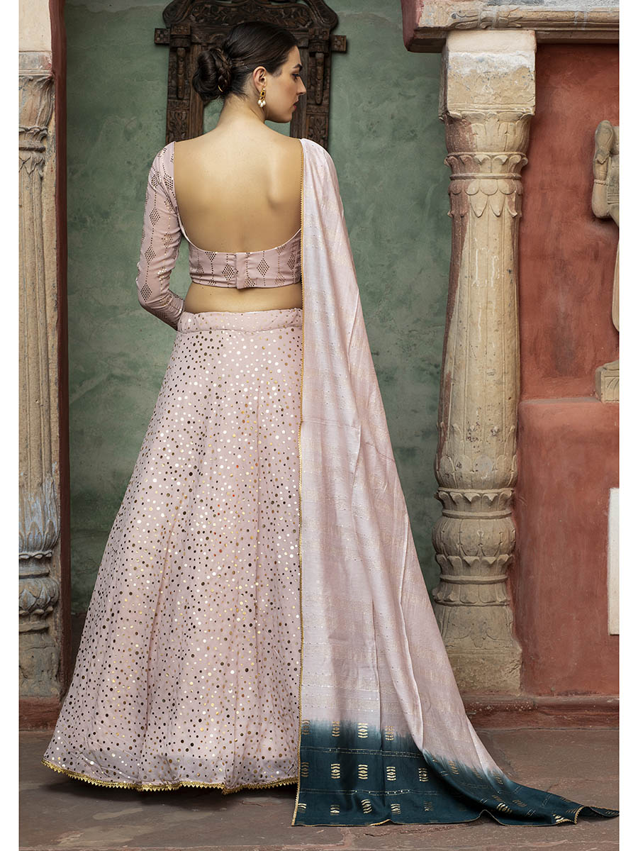 Myra Dusty Pink Georgette Embroidered Designer Lehenga