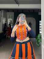 Lorenvalley Fashion Multicolor Pure Rayon Embossed Design With Gotta Patti Lace Touch Up Lehenga Choli