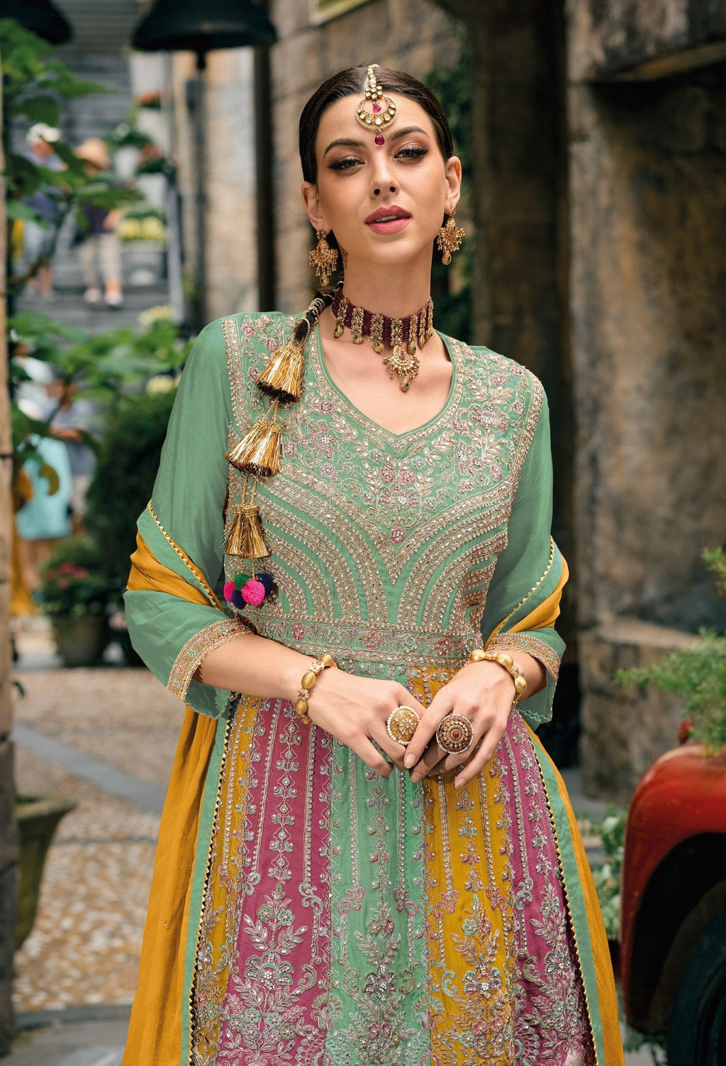Anaita Green Real Georgette Sequin Embroidered Readymade Salwar Suit - Distacart