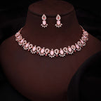 Tehzeeb Creations Baby Pink Colour Ad Studded Necklace Jewellery Set With Matching Earrings For Women And Girls