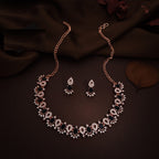Tehzeeb Creations Black Colour Ad Studded Necklace Jewellery Set With Matching Earrings For Women And Girls