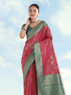 Monjolika Fashion Rani Pink Banarasi Silk Saree With Traditional Paisley Weaves - Distacart