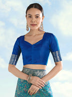 Monjolika Fashion Turquoise Banarasi Silk Saree With Traditional Paisley Weaves - Distacart