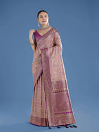 Monjolika Fashion Beige Banarasi Silk Saree With Traditional Paisley Weaves - Distacart