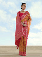 Monjolika Fashion Mustard Banarasi Silk Saree With Traditional Paisley Weaves - Distacart
