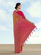 Monjolika Fashion Mustard Banarasi Silk Saree With Traditional Paisley Weaves - Distacart
