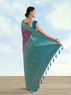 Monjolika Fashion Purple Banarasi Silk Saree With Traditional Paisley Weaves - Distacart