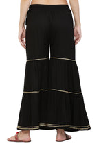 PAVONINE Black Color 3-Panels Golden Gota Flared Sharara For Women - Distacart