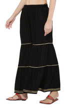 PAVONINE Black Color 3-Panels Golden Gota Flared Sharara For Women - Distacart