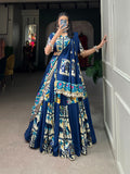 Lorenvalley Fashion Blue Rayon With Printed Silk Lehenga Choli with Dupatta
