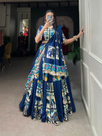 Lorenvalley Fashion Blue Rayon With Printed Silk Lehenga Choli with Dupatta