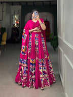 Lorenvalley Fashion Pink Rayon With Printed Silk Lehenga Choli with Dupatta