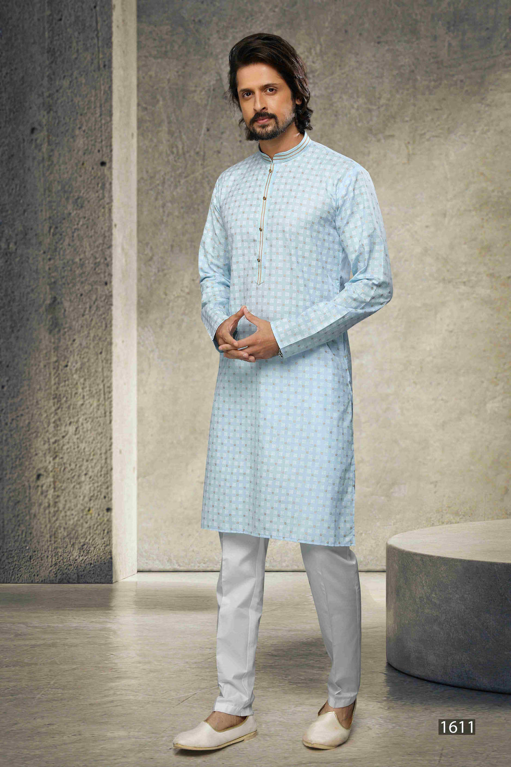 Raivat Ethnic Cotton Printed Work Kurta Pajama In Sky Blue Colour