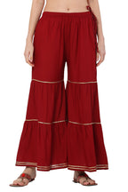 PAVONINE Maroon Color 3-Panels Golden Gota Flared Sharara For Women - Distacart