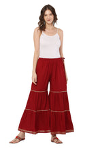 PAVONINE Maroon Color 3-Panels Golden Gota Flared Sharara For Women - Distacart