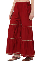 PAVONINE Maroon Color 3-Panels Golden Gota Flared Sharara For Women - Distacart