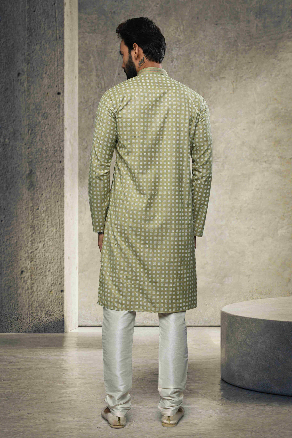 Raivat Ethnic Cotton Printed Work Kurta Pajama In Light Green Colour