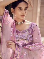 Myra Lilac Soft Net Heavy Embroidered Lehenga