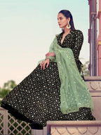 Myra Black Heavy Embroidered Fur Lehenga