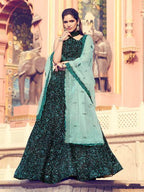 Myra Black Heavy Embroidered Fur Lehenga