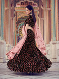 Myra Black Heavy Embroidered Fur Lehenga