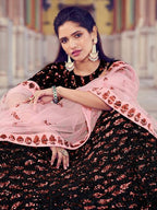Myra Black Heavy Embroidered Fur Lehenga