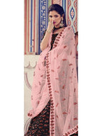 Myra Black Heavy Embroidered Fur Lehenga