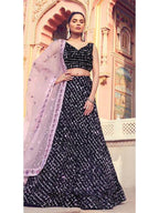 Myra Black Heavy Embroidered Fur Lehenga