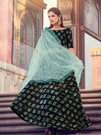 Myra Black Heavy Embroidered Fur Lehenga