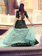 Myra Black Heavy Embroidered Fur Lehenga