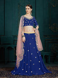 Myra Navi Blue Georgette Embroidered Lehenga