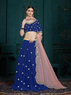 Myra Navi Blue Georgette Embroidered Lehenga