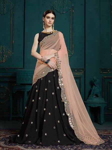 Myra Black Georgette Embroidered Lehenga