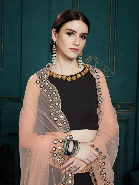 Myra Black Georgette Embroidered Lehenga