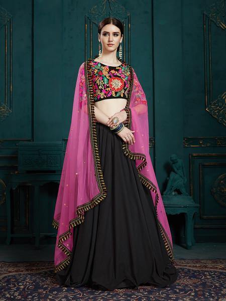 Myra Black Georgette Embroidered Lehenga
