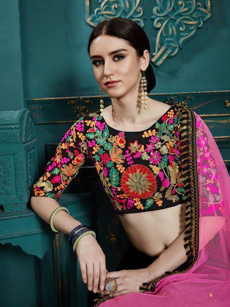 Myra Black Georgette Embroidered Lehenga