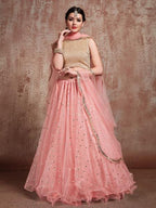 Myra Baby Pink Soft Net Heavy Embroidered Lehenga