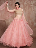 Myra Baby Pink Soft Net Heavy Embroidered Lehenga
