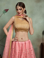 Myra Baby Pink Soft Net Heavy Embroidered Lehenga