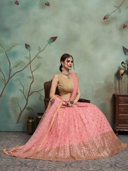 Myra Baby Pink Soft Net Heavy Embroidered Lehenga