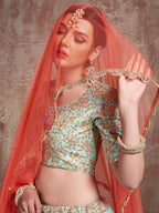 Myra Blue Soft Net Heavy Embroidered Lehenga