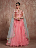 Myra Pink Soft Net Heavy Embroidered Lehenga