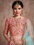 Myra Pink Soft Net Heavy Embroidered Lehenga