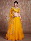Myra Musturd Soft Net Heavy Embroidered Lehenga