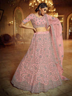 Myra Pink Soft Net Heavy Embroidered Lehenga